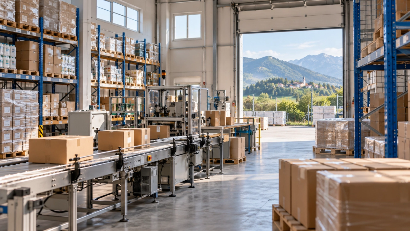 Il magazzino e la linea di produzione di un’azienda
